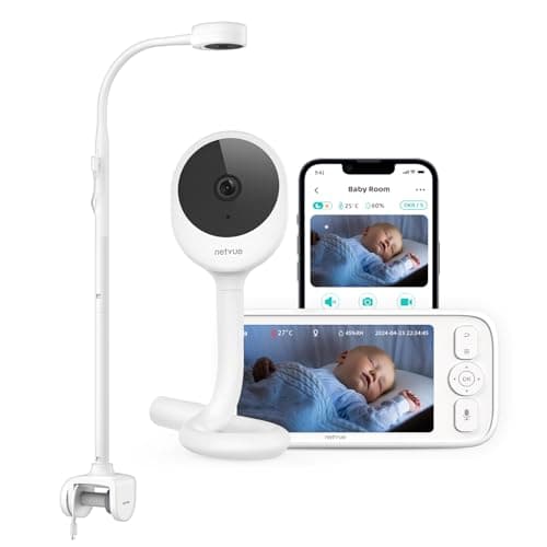 NETVUE Upgraded Baby Camera Monitor Video - 5000mAh Baby Monitor with Camera and Audio, 5" Display, 4 in 1 Bracket Meets The Needs in All Scenarios, Smart Phone App, Cry Detection