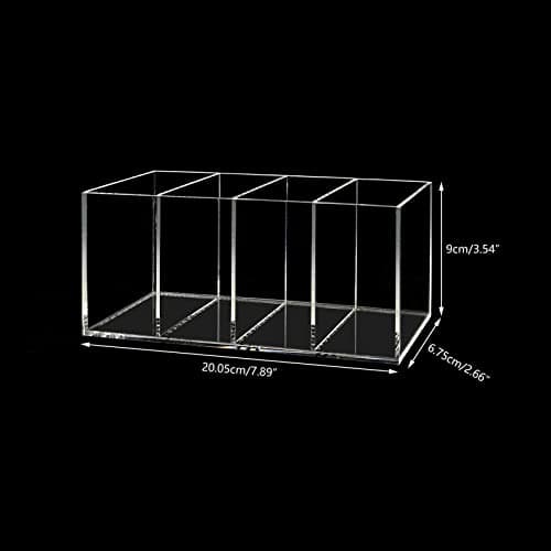 HSYMQ Acrylic Pen Holder 4 Compartments Clear Pencil Holder Organizer Makeup Brush Holder 6