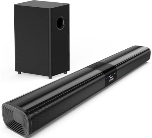 Saiyin Sound Bar for Smart TV with 5.25 Inch Subwoofer, 100W 24 Inch Soundbar for TV, TV Soundbar with Optical, ARC, AUX and Bluetooth 5.3 Inputs, Detachable Surround Sound System for TV