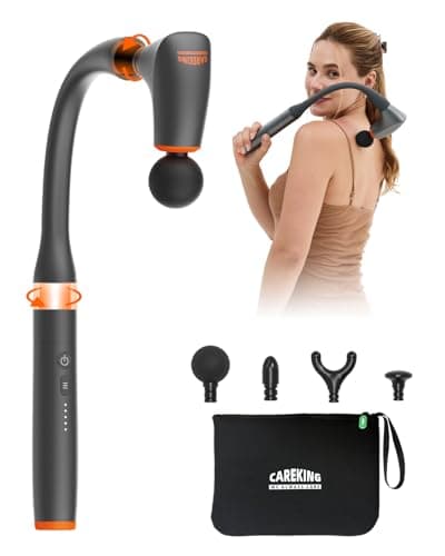 Convertible Massage Gun Deep Tissue for Back Neck Muscle Pain Relief - Electric Handheld Percussion Shoulder Massager Tool with Detachable Long Handle Portable Case，FSA-HSA Eligible