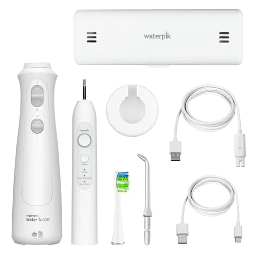 Waterpik Cordless Pearl and Sensonic Rechargeable Electric Toothbrush and Water Flosser Combo, Complete Dental Care for Teeth, Gums, Braces and Travel – ADA Accepted, White 7