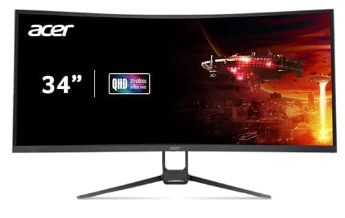 acer Nitro 34 Inch UWQHD 3440 x 1440 1000R Curved PC Gaming Monitor | AMD FreeSync Premium | Up to 180Hz Refresh | Up to 0.5ms | AdobeRGB 90%| Delta E<2 | 1 DP 1.2 & Two HDMI 2.0| EDA343CUR V3bmiippx