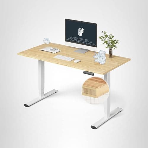 FlexiSpot E6 Bamboo 3-Stage Dual Motor Electric Standing Desk 55 x 28 Sit Stand Up Desk, Holds 220 lbs, Adjustable Height w/ Memory Presets, Solid Bamboo Desktop & White Frame, Ships in 2 Boxes 9