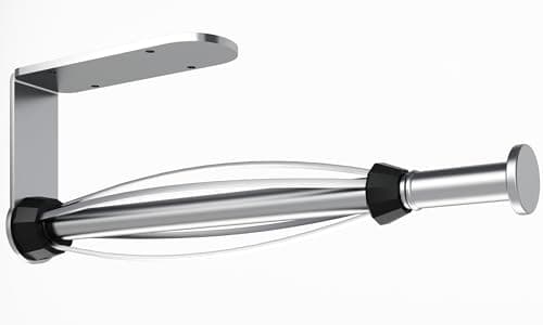 Fixwal Paper Towel Holder Under Cabinet, Single Hand Operable Wall Mount Paper Towel Holder with Damping Effect, Bend-Resistant, Self-Adhesive or Drill Mounting for Kitchen Bathroom, Silver