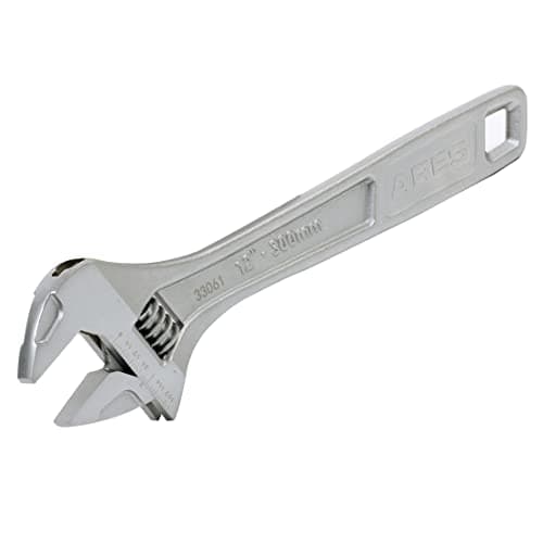 ARES 33061 – 12-Inch Adjustable Wrench – Drop Forged Chrome Vanadium Steel Construction – Wide Jaw Designs for a Variety of Fastener Sizes – SAE and Metric Size Markings