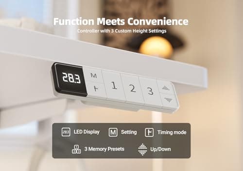 YDN Electric Standing Desk Adjustable Height, 40 x 24 Inches Stand up Desk with Cable Management, Home Office Desks with Splice Board & White Frame, White Top 5