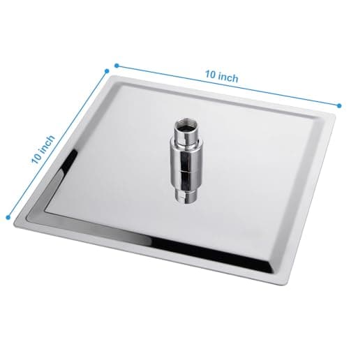 Lordear Rainfall Shower Head 10 Inch Solid Square Ultra Thin 304 Stainless Steel Polish Chrome Rain Setting Shower Heads,Waterfall Full Body Coverage with Silicone Nozzles 7
