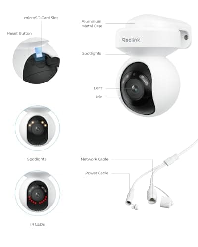 REOLINK 4K PoE Security Outdoor IP Camera with 355° Pan & 50° Tilt, Color Night Vision for Home Surveillance, Auto Tracking, Smart Detection, Two-Way Talk, 24/7 Recording, E1 Outdoor SE PoE 7