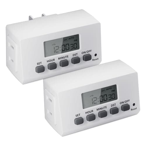 BN-LINK Indoor Digital Timer Outlet,24 Hour Light Timer Easy Programmable,Mini 2 Prong Plug in Timers for Electrical Outlets,Lamps,Fans,2 On/Off Programs,2 Pack,15A/1875W, ETL Listed