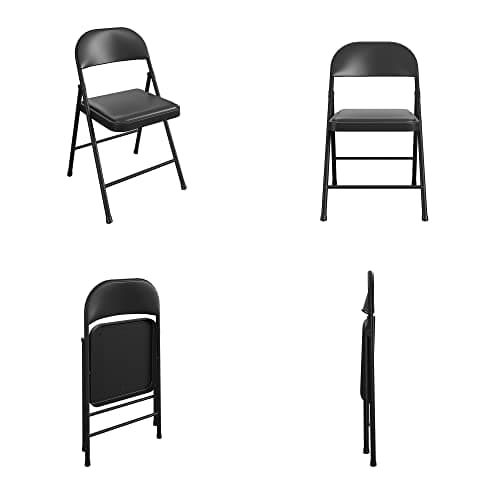 COSCO SmartFold Vinyl Folding Chair, 4-Pack, Black 6