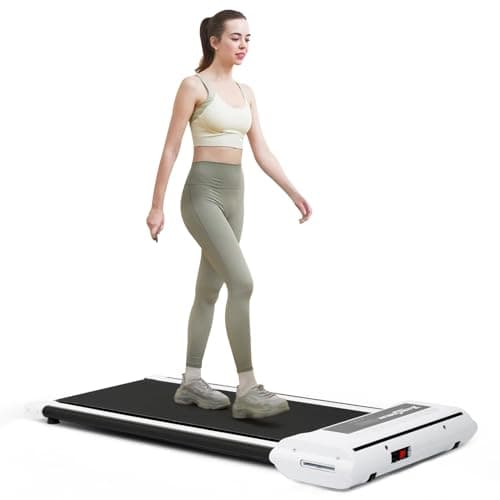 KREJORUN Under Desk Treadmill for Home Office, 2 in 1 Portable Running Walking Pad with Remote Control, 2.5HP Exercise Jogging Machine,White