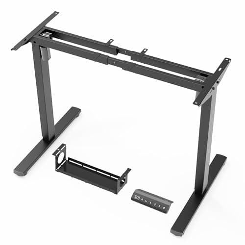 PiomuDek Standing Desk Frame with 330lbs Powerful Dual Motor, Electric Adjustable Height Computer Desk Legs, Sit Stand Up Desk Base with Memory Controller, for Home Office, Black,ED04NB (Frame Only)