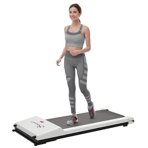 Soozier Under Desk Treadmill, Portable Walking Pad with Foldable Wheels, Remote Control, LED Display, 264 lbs Weight Capacity, White