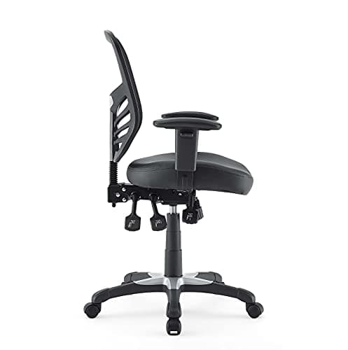 Modway Articulate Mesh Office Chair with Fully Adjustable Vegan Leather Seat In Black 7