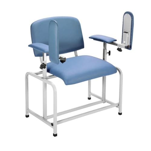 VivaComfort Blue Bariatric Wide Padded Blood Drawing Chair, Phlebotomy Chair with Adjustable Armrest, 35" H x 18" L x 29"W, Blood Draw Chair, Medical Chair, Great for Mommy and Me 7