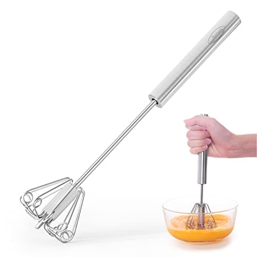 Newness Whizzy Whisk, Stainless Steel Semi Automatic Blender for Home -Versatile Tool for Egg Beater, Milk Frother, Hand Push Whisk - Kitchen Utensil for Blending, Whisking, Beating & Stirring