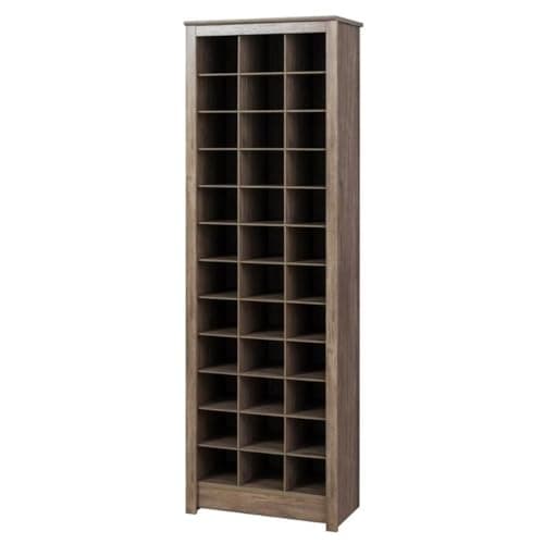 Prepac Gray Tall Storage Cabinet, Shoe Cabinet, Entryway Furniture with 36 Shoe Cubbies 13"D x 23.5" W x 72.5" H