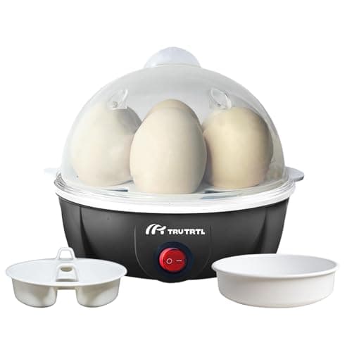truTRTL Electric Egg Cooker | Boils upto 7 eggs | Poacher | Omelet maker | Vegetable steamer, dumpling & More | Royal Black
