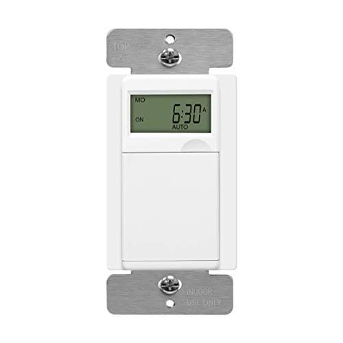 ENERLITES - HET01-C-W Programmable Digital Timer Switch for Lights, Fans, Motors, 7-Day18 ON/OFF Timer Settings, Single Pole, Neutral Wire Required, UL Listed, HET01-C, White 7
