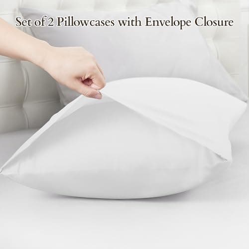 Warmstar 100% Organic Cotton White Pillow Cases Set of 2, Pillow Cases Queen Size Satin Weave Soft Hypoallergenic GOTS Certified Pillowcases Breathable Envelope Pillowcass,20x30 Inches 6