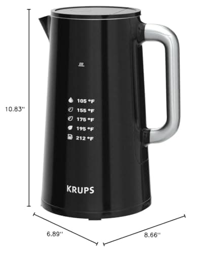 KRUPS Smart Temp Electric Kettle: 1.7L Capacity, 5 Precise Temperature Settings, Digital Display, Cool-Touch Exterior, Cordless Design for Tea and Coffee Lovers 7