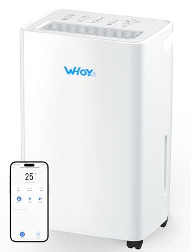 WHOY Dehumidifier for Home, 2500-3000 Sq Ft, 30 Pints Max. Smart Compressor, Smart App-Controlled Humidity, With Drain Hose, Child Lock, Idea for Bedrooms, Laundry, Basements