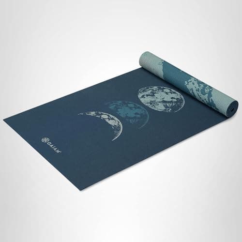 Gaiam Yoga Mat Premium Print Reversible Extra Thick Non Slip Exercise & Fitness Mat for All Types of Yoga, Pilates & Floor Workouts, Lunar Wave, 6mm 8