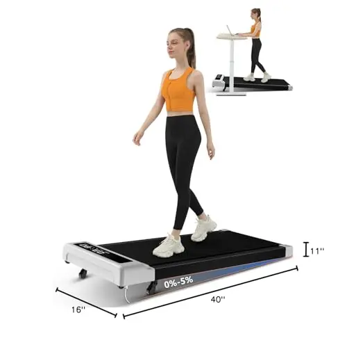 Walking Pad with Incline,2 in 1 Walking Pad Treadmill for Walking and Running, Under Desk Treadmill 5% Incline for Home/Office with LED Display 10