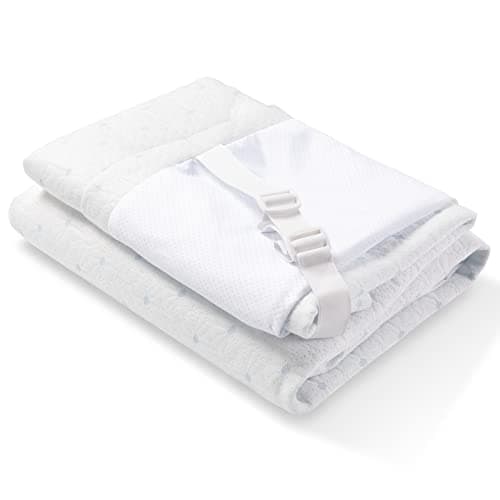 Ferlizer 3 Inch Twin XL Mattress Topper Protector Cover, Oeko-Tex Certified, Bamboo Zippered Cover for Mattress Topper, Adjustable Straps & Anti-Slip Silicone Bottom, Removable & Washable - Cover Only