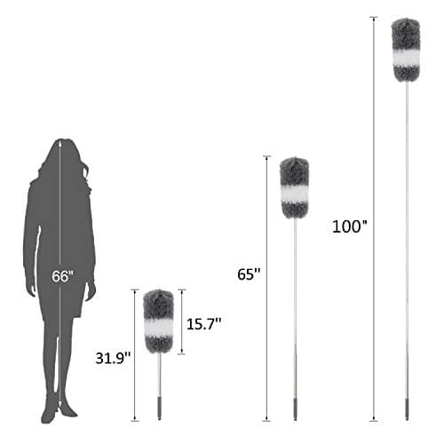 BOOMJOY Microfiber Feather Duster with Extendable Pole and Bendable Head, 100" Telescoping Duster for Cleaning Ceiling, Fan, Furniture 6