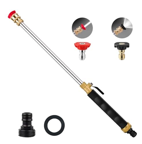 2025 Upgraded Jet Nozzle Power Washer for Garden Hose, 2-In-1 High Pressure Wand with 2 Different Nozzles and Quick Connectors，High Pressure Washer Tools For Patio Car Pet Window Washing (black)