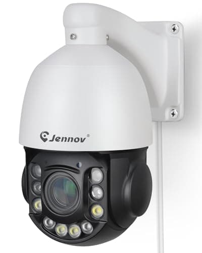 Jennov 6MP PoE IP Camera Outdoor with Pan Tilt 20X Optical Zoom, 360 Speed Dome PTZ Security Camera with 160ft IR Night Vision, Spotlights Color Night Vision, Human Detection, Onvif Compatible