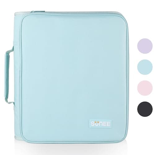 SUNEE Zippered Binder Bag with Handle, 2-Inch 3-Ring O-Ring, 500-Sheet Capacity, Includes Zip Pocket, 5-Tab Expanding File Folder, Multi-Pocket Organizer Binder Suitable for Middle School, Blue