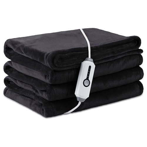LaffyLo Electric Heated Blanket Full Size 72"×84", Breathable & Luxurious Flannel, Soft Warm Gift with Over-Heat Protection, 4 Heating Levels & 10 H Auto Shut Off, Machine Washable, Dark Grey