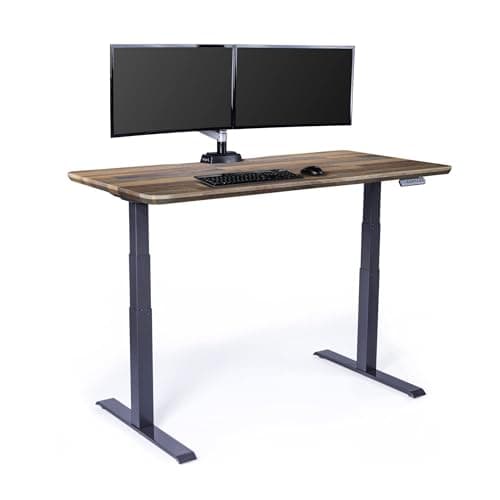 Vari Classic Electric Standing Desk - VariDesk Height Adjustable Sit/Stand Desk - Dual Motor with Memory Presets, Stable T-Style Legs - Gaming or Home Office Workstation - 60”x30”, Reclaimed Wood