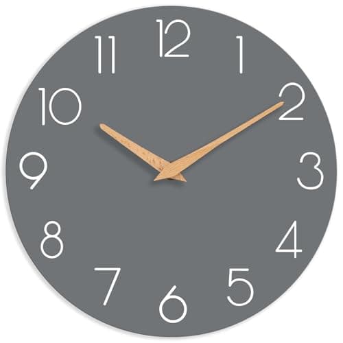 cicininc Wall Clock, Gray Silent Non-Ticking, Decorative Battery Operated Wall Clocks for Bedroom, Kitchen, Home, Office, School, Hotel (8 Inch)