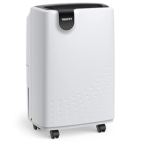 Yaufey 2500 Sq. Ft Dehumidifier for Home and Basements with Auto or Manual Drainage, 0.48 Gallon Water Tank Capacity -Low Noise and 24 Hr Timer