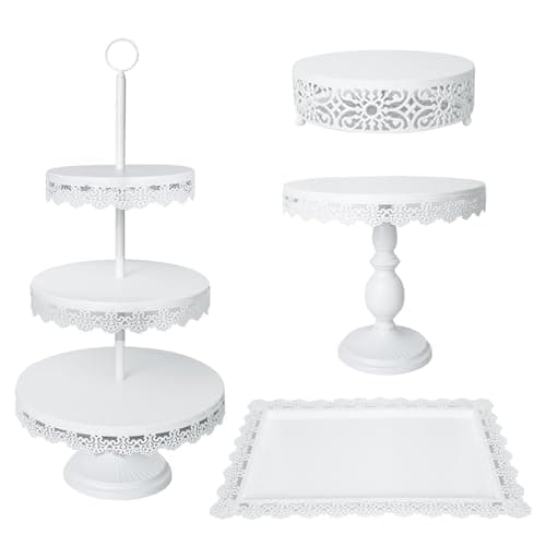 DreamsEden Metal Cake Stand, 4PCS Dessert Table Cupcake Display Stands, White