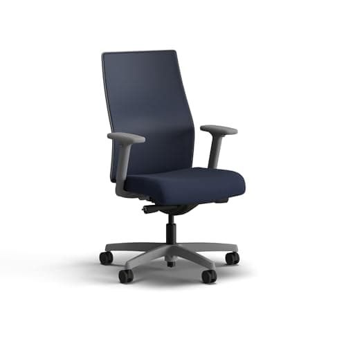 HON Ignition 2.0 Mid Back Task Chair, Spectrum Mesh, Advanced Synchro-Tilt Control, Office Chair with Lumbar Support, Height and Width Adjustable Arms, Titanium Frame, Blueberry