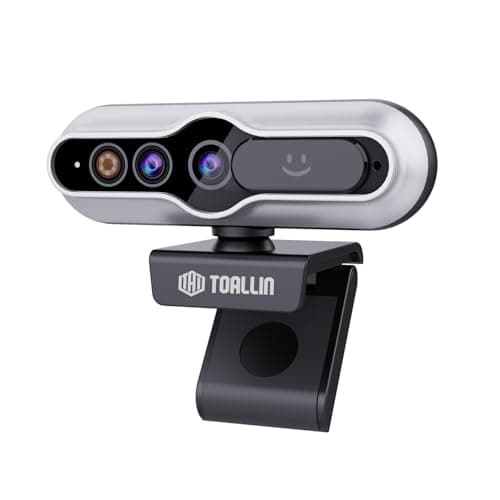 TOALLIN 2K QHD Webcam with Windows Hello, Facial Recognition Web Camera, 5 Million Pixels, Auto-Focus Computer Camera, USB Webcam with Microphone & Privacy Shutter