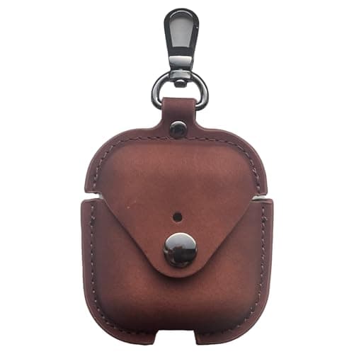 Vintage Portable Protective Cover for AirPods 2 1 with Keychain (Brown)