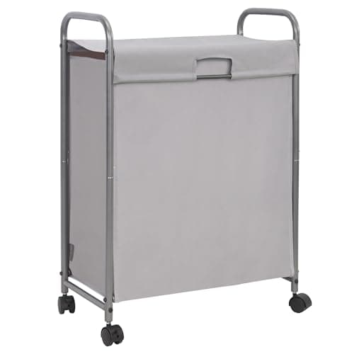 STORAGE MANIAC Rolling Laundry Hamper with Lid, 85 L Laundry Sorter with Wheels, 2 Loads Dirty Clothes Hamper, Laundrys Organizer, Clothes Basket Cart with Wheels for Small Space, Grey