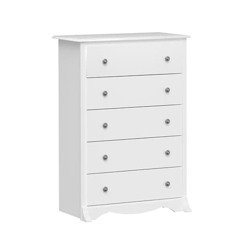 Prepac Sonoma Superior 5-Drawer Dresser for Bedroom - Spacious and Stylish Chest of Drawers, Measuring 17.75"D x 31.5"W x 44.75"H, In White Finish