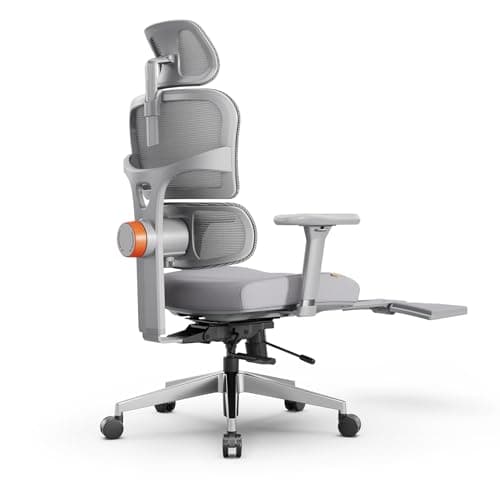 Newtral Office Chair Ergonomic - Home Office Desk Chair, Auto-Following Lumbar Support, 4D Armrest, Seat Depth and Height Adjustable for Long Time Sitting (with Footrest, Gray)