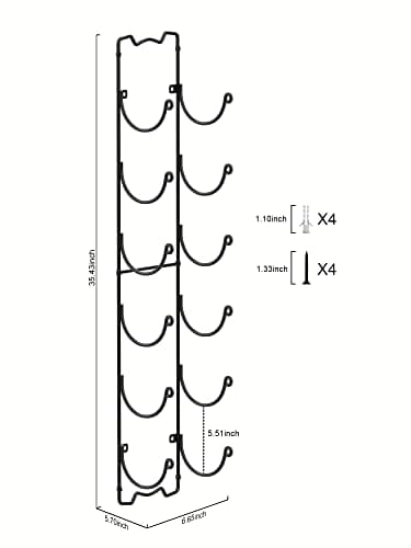 Elbourn Towel Rack Wall Mounted Metal Wine Rack Washcloths Bathrobe Storage Shelf Organizer Hand Towels Holder for Bathroom Cloakroom - Black 7