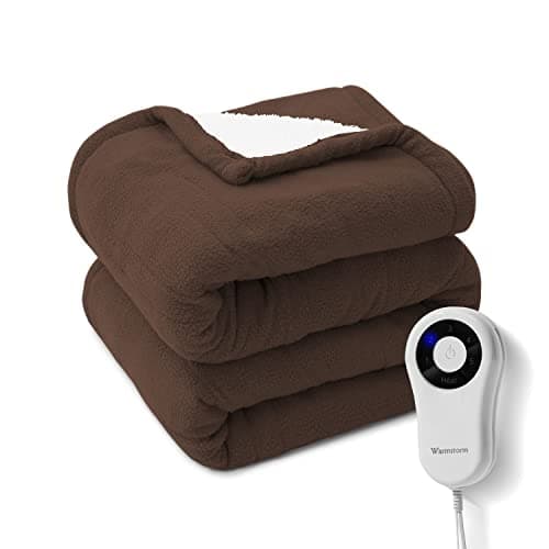 Warm Storm Electric Throw Blanket with 5 Heating Levels & 4 Hours Auto Off, Sherpa & Polar Fleece Heated Throw Blankets 50"×60", ETL Certified and Machine Washable, for Home&Office Use (Chocolate)