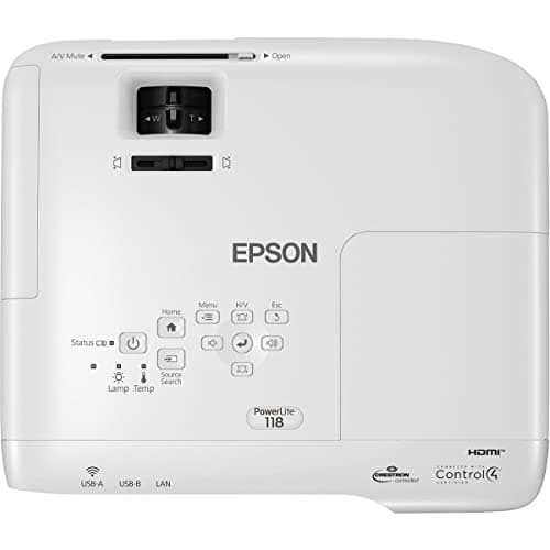 Epson, EPSV11HA03020, PowerLite 118 3LCD XGA Classroom Projector with Dual HDMI, 1 Each , 3.6"x11.6"x10.2" 7