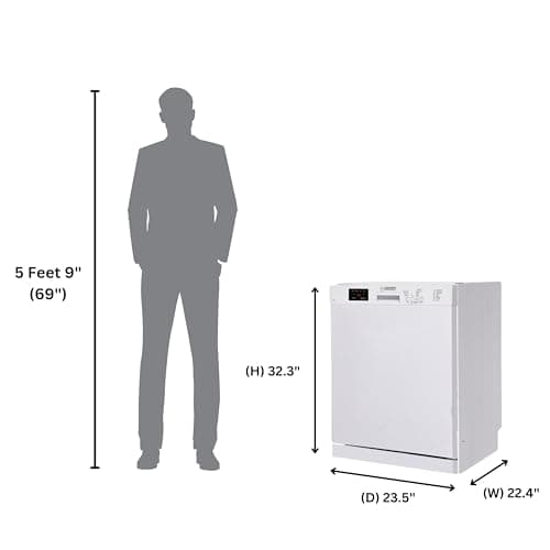 Equator24" Built in Dishwasher 14 Place Setting Wine Rack 8 Wash FAST 50 Delay1/2Load 110V E-Star ADA in White 6