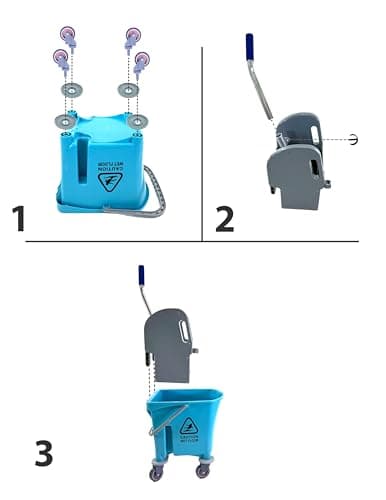 Mop Bucket 25 Quart | Side Press Wringer | 4 Wheels 3" | Blue 9