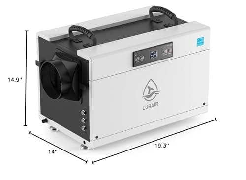 LUBAIR 145 pints Commercial Dehumidifiers for Basements,Energy Star Crawl Space Dehumidifier with Drain Hose,Industrial Dehumidifier for Large Space,Whole House,Auto Defrose 7